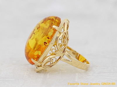 コハク 推定10ct リング